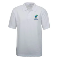 white polo shirt with MBAS logo